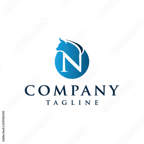 N Letter initial Bullish Trader Logo