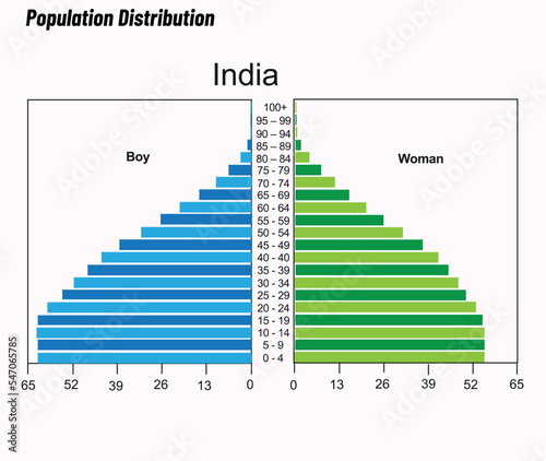 Population Distribution - Male and female, Population pyramid India