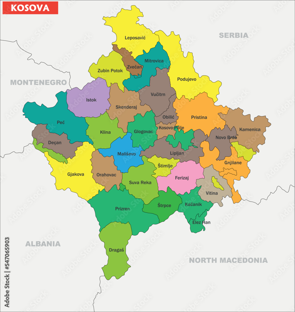 Fototapeta premium Kosovo Map and cities 3D