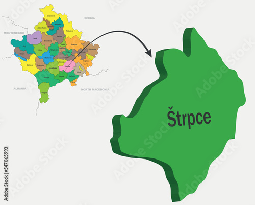 Kosovo Map and cities 3D