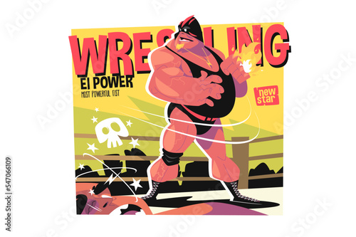 Muscular male pro wrestler