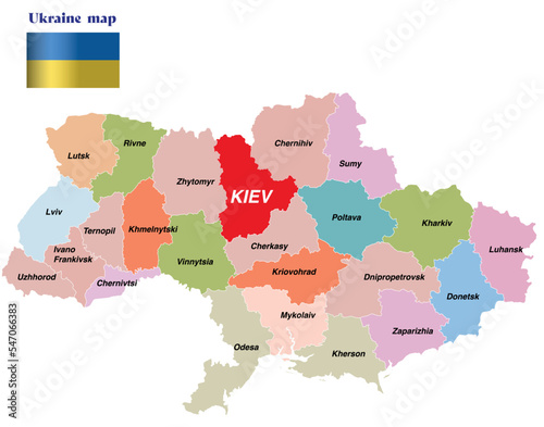 Ukraine map and cities 3D photo