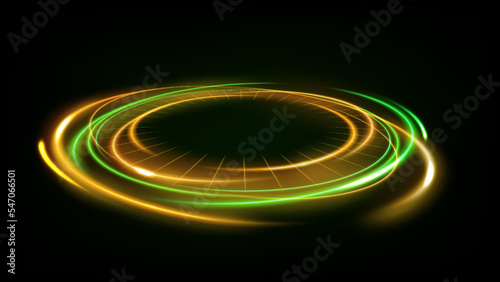 Abstract Multicolor Ring Line of Light Background. Widescreen Illustration