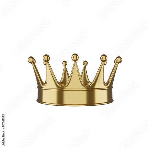 gold royal crown isolated on white background. gold crown 3d illustration 