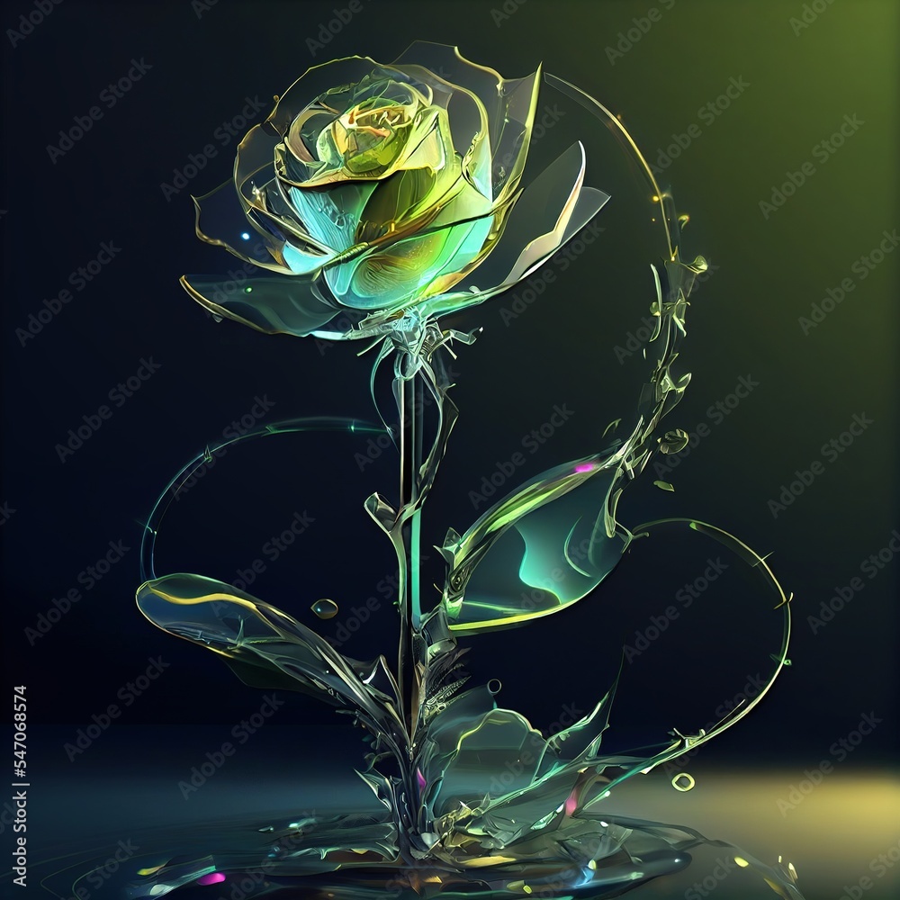 green rose glowing with energy Stock Illustration | Adobe Stock