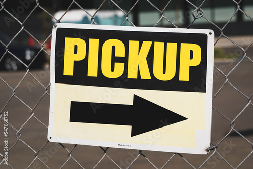 Online order shopping pickup sign at store