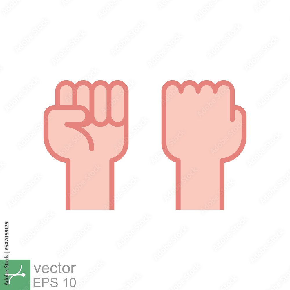 Fist raised up icon. Simple flat style. Strong arm, hand power, unity, revolution, protest, freedom concept. Vector illustration isolated on white background. EPS 10. Fist raised up icon. Simple flat style. Strong arm, hand power, unity, revolution, protest, freedom concept. Vector illustration isolated on white background. EPS 10.