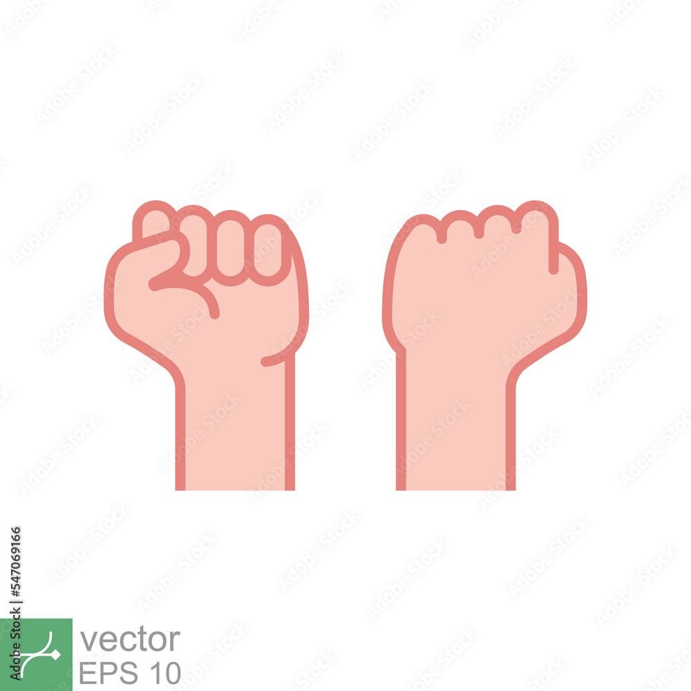 Fist raised up icon. Simple flat style. Strong arm, hand power, unity, revolution, protest, freedom concept. Vector illustration isolated on white background. EPS 10. Fist raised up icon. Simple flat style. Strong arm, hand power, unity, revolution, protest, freedom concept. Vector illustration isolated on white background. EPS 10.