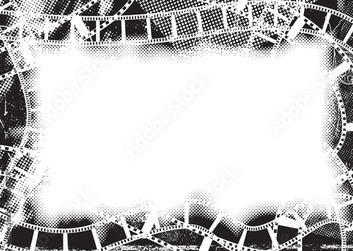 Grunge Filmstrip Border Frame . Film frame photo strip. Camera roll vintage design  .Photo Album. Grunge effect .Vector