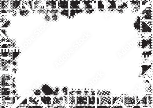 Grunge Filmstrip Border Frame . Film frame photo strip. Camera roll vintage design  .Photo Album. Grunge effect .Vector