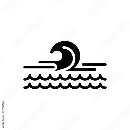 Black solid icon for wave