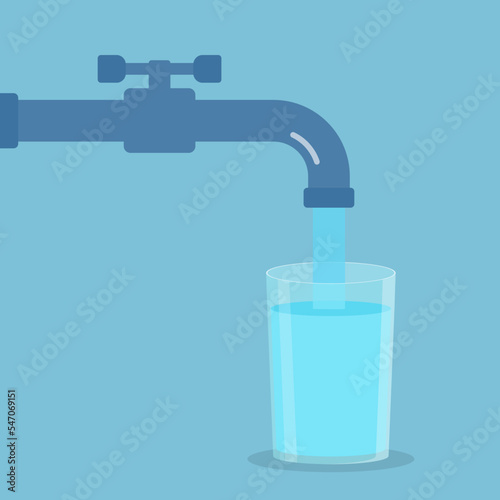 Water in glass from the tap, pure water suitable for drinking
