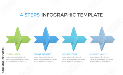Fototapeta Naklejka Na Ścianę i Meble -  Infographic template with 4 arrows with place for your text, workflow, process chart