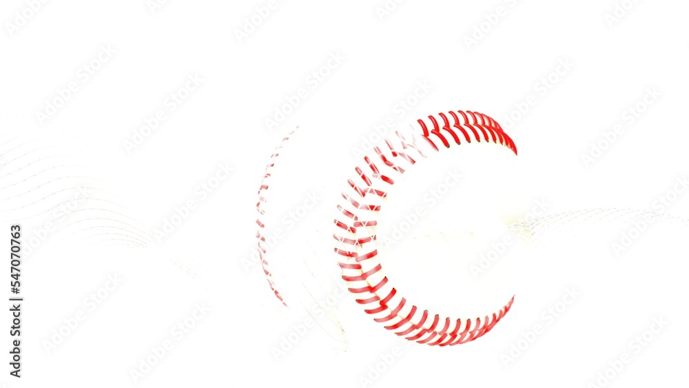 White-red baseball with white mathematical geometric grid line wave under white background. Concept 3D CG of sports technology, strategic ideas and intellectual analysis of operations. White-red baseball with white mathematical geometric grid line wave under white background. Concept 3D CG of sports technology, strategic ideas and intellectual analysis of operations.