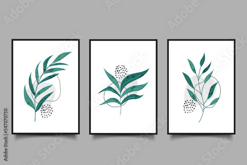 Set of boho aesthetic floral branch for wall decoration