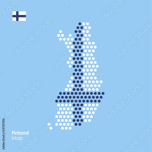 finland map made fro dots with finland flag pattern stock vector