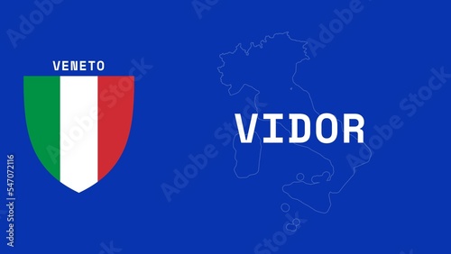 Photos Vidor: Illustration mit dem Ortsnamen der italienischen Stadt Vidor in der Regio