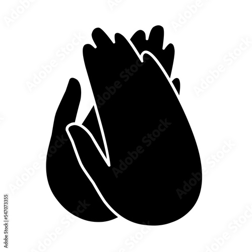 Vector illustration of human hands clapping on a white background. Two nice black hands for award logo.