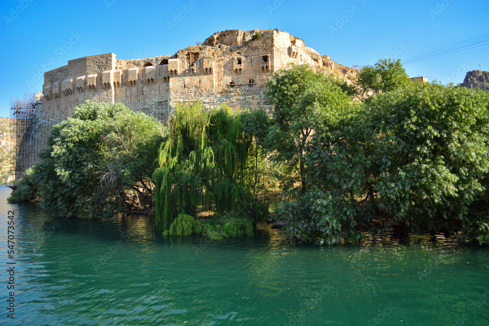 Medieval and Late Rome dated castle called Rumkale riverside of Euphrates in Gaziantep