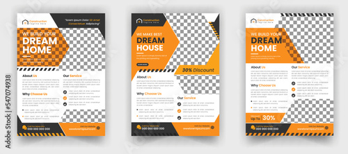 Real estate home sale multi-purpose construction flyer template design