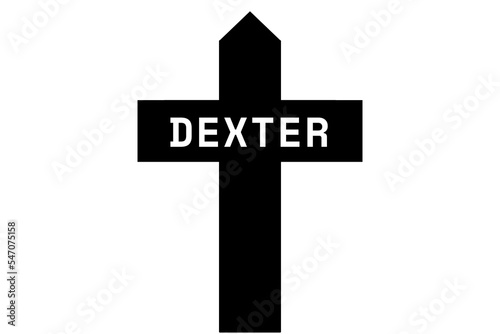 Dexter: Illustration eines schwarzen Kreuzes mit dem Vornamen Dexter photo
