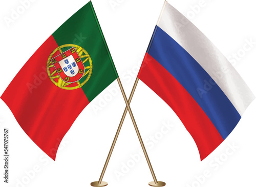 Portugal,Russian flag together.Russia,Portugal waving flag