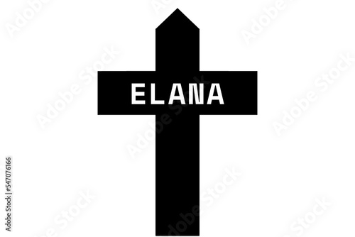 Elana: Illustration eines schwarzen Kreuzes mit dem Vornamen Elana photo