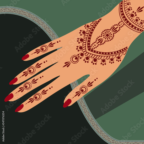 Floral Henna Mehndi Vector Hand Illustration Design, Henna Hands Vector, henna hands template banner background design