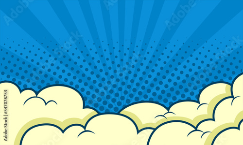 Fototapeta Naklejka Na Ścianę i Meble -  Comic cartoon blue background with cloud illustration