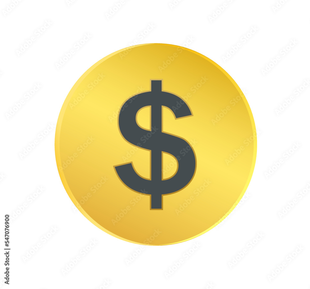 Gold Dollar Coin Isolated Icon Business Finance Vector Illustration Gold Dollar Coin Isolated Icon Business Finance Vector Illustration