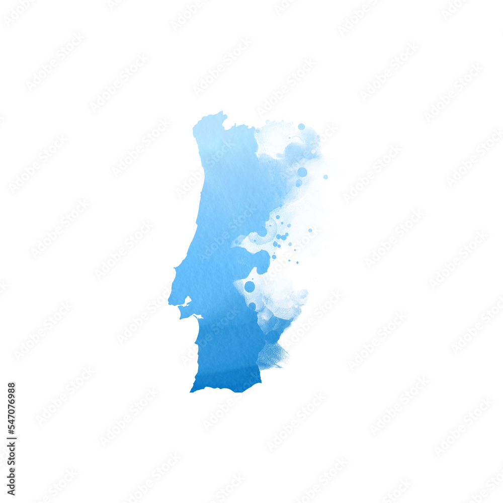 Country map watercolor sublimation background on white background. Portugal