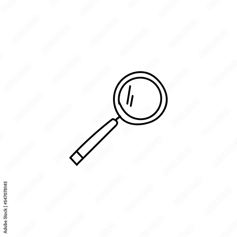 Doodle magnifying loupe hand drawn icon