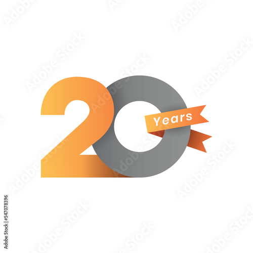 20 years label in modern color gradient and minimalist style