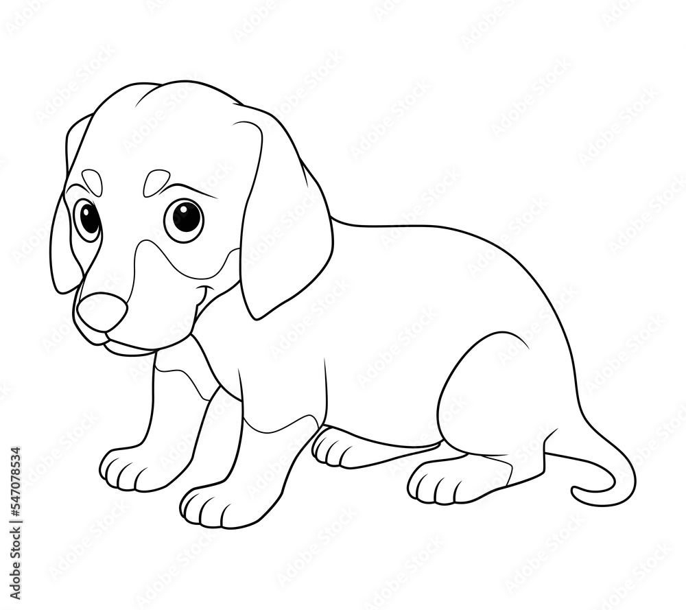 Little Dachshund Dog Cartoon Animal Illustration BW Little Dachshund Dog Cartoon Animal Illustration BW
