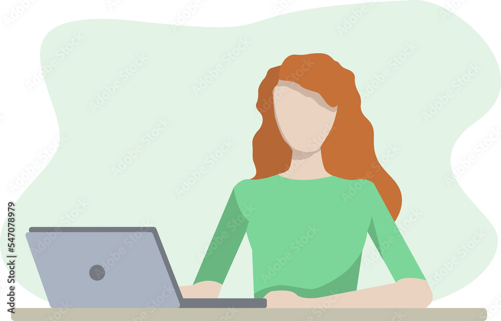 Woman with laptop. Home office concept. Illustration for cards, posters, flyers, webs. Woman with laptop. Home office concept. Illustration for cards, posters, flyers, webs.