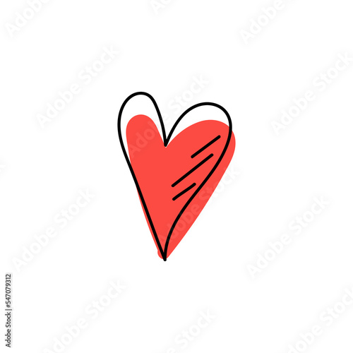 Red heart hand drawn icon. Romantic sketch symbol of declaration of love