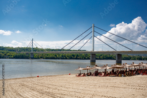 Novi Sad beach and bridge, Serbia photo