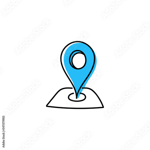 Blue navigation web map pointer hand drawn icon