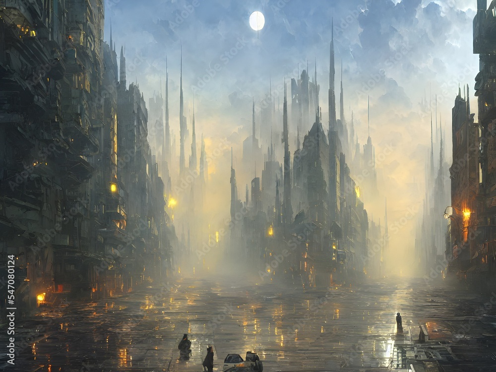 Fototapeta premium Scenery view far lands 3d illustration