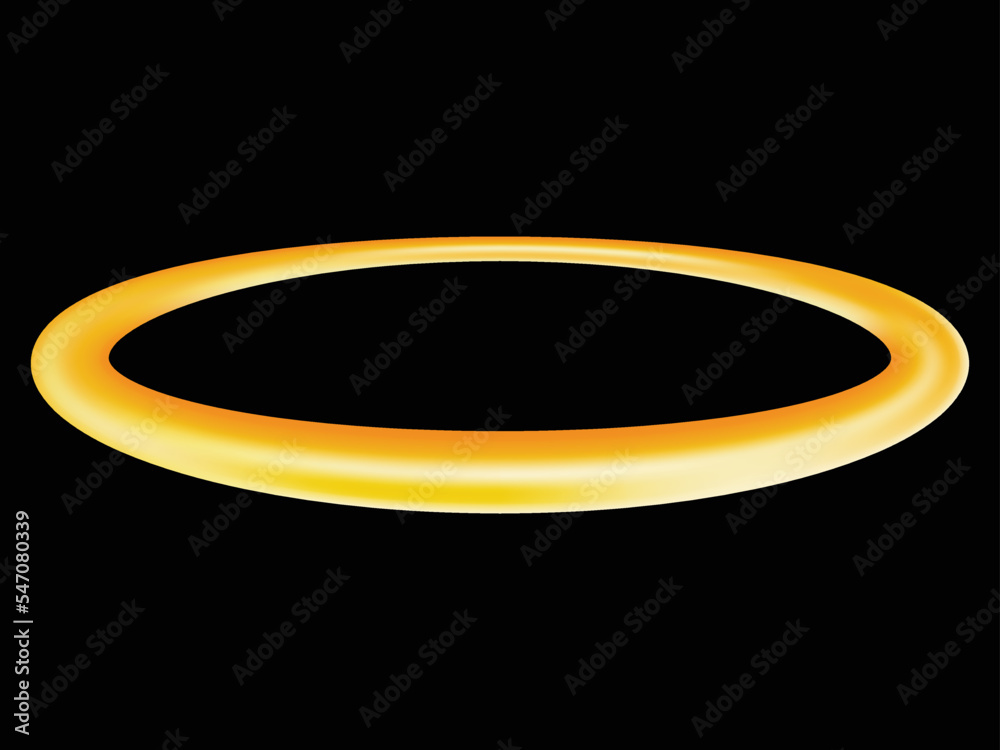 Golden halo ring. Yellow round angel and saint symbol