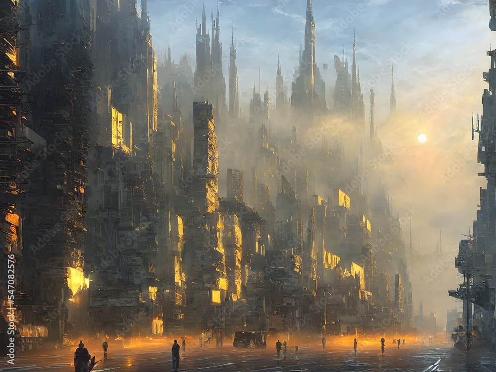 Fototapeta premium Scenery view far lands 3d illustration