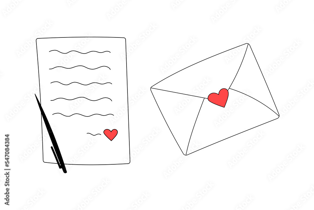 Love letter for Valentine's day. White envelope with heart. Vector illustration Love letter for Valentine's day. White envelope with heart. Vector illustration
