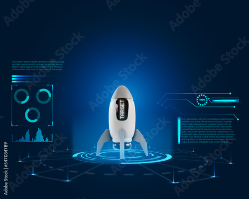 HUD infographic Rocket Launcher Illustration- 3D Render