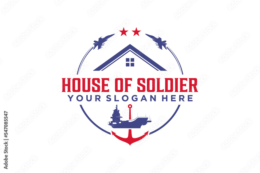 Army aircraft carrier logo design illustration roof house icon symbol Army aircraft carrier logo design illustration roof house icon symbol