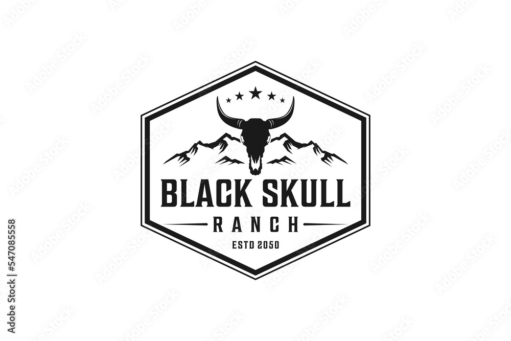 Ranch cow head skull logo emblem icon symbol - obrazy, fototapety, plakaty 