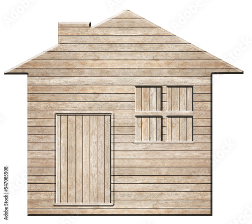 maison en bois sur fond blanc 