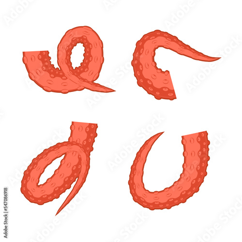 Obraz na płótnie Octopus tentacles icons. Limbs of the sea monster kraken. Set of sea octopus twisted tentacles with suckers vector illustration w salonie