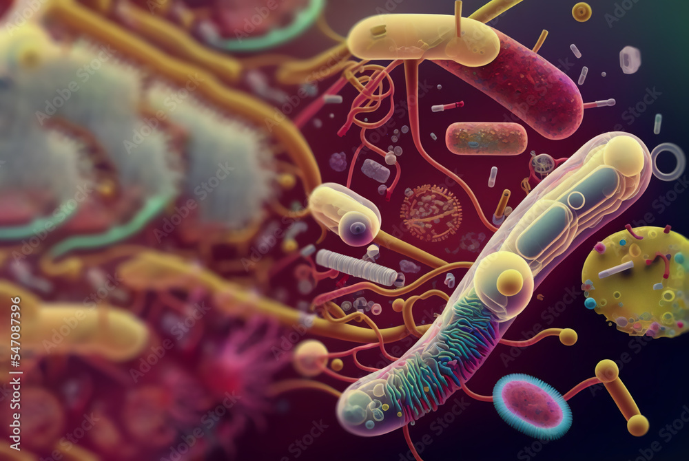 Gut microbe concept Gut microbiome helps control intestinal digestion