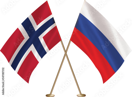 Norway,Russia flag together.Norwegian,Russian waving flag
