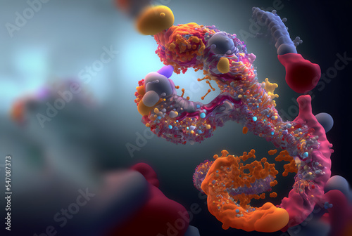 Ribosome transcoding DNA concept, advanced gene therapy for mRNA treatments 3d rendering photo